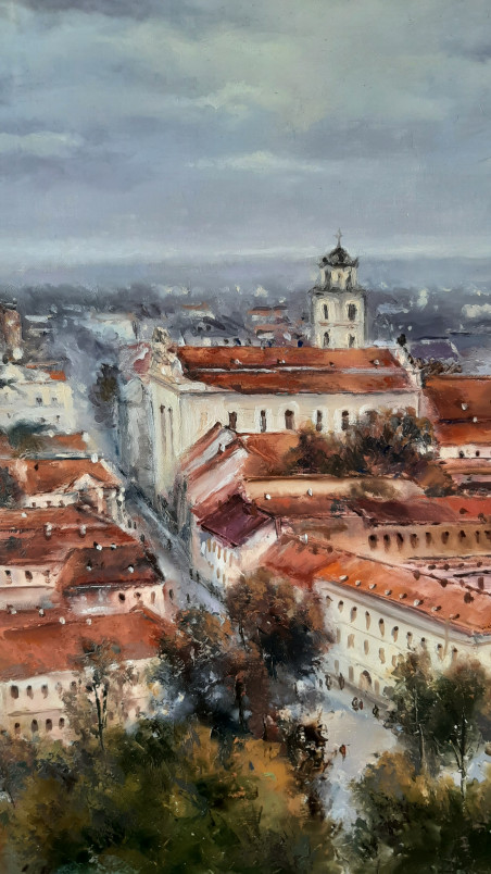 Evening in Vilnius original painting by Aleksandras Lysiukas. Home