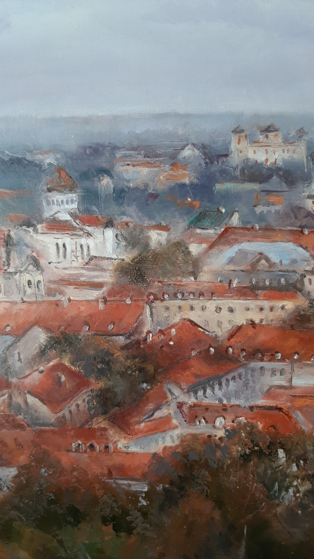 Evening in Vilnius original painting by Aleksandras Lysiukas. Home