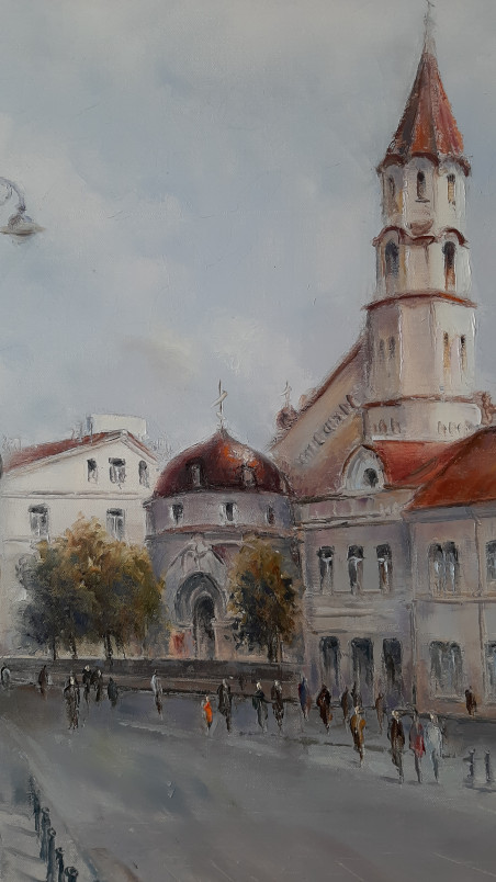 Didžioji st. 1 original painting by Aleksandras Lysiukas. Urbanistic - Cityscape