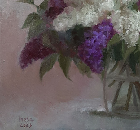 Lilac original painting by Inesa Petkevičienė. Flowers