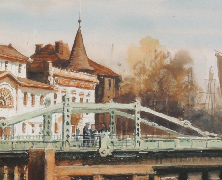 Memel Biržos Bridge original painting by Sergiy Lysyy. Home