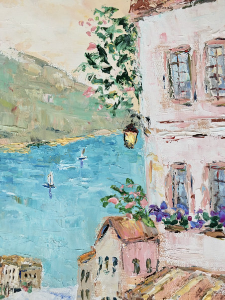 Bellagio. Lake Como original painting by Vilma Gataveckienė. Lithuanian Landscape Paintings