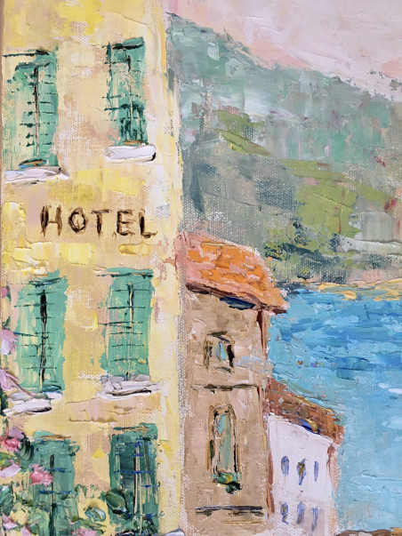 Bellagio. Lake Como original painting by Vilma Gataveckienė. Lithuanian Landscape Paintings