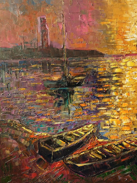 Golden ports IV original painting by Simonas Gutauskas. Home