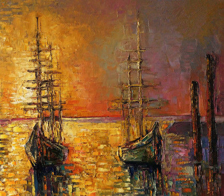 Golden ports IV original painting by Simonas Gutauskas. Home