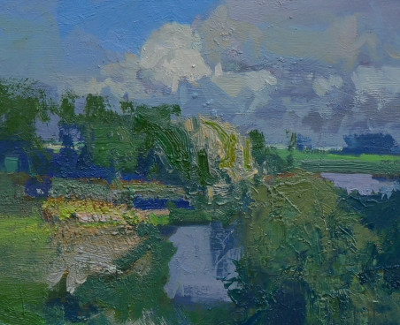 Cloudy day original painting by Vytautas Laisonas. Lithuanian Landscape Paintings