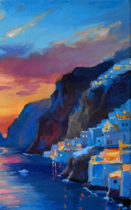 The Mediterranean sunset original painting by Serghei Ghetiu. Home