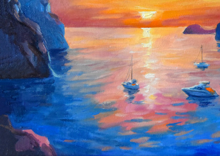 The Mediterranean sunset original painting by Serghei Ghetiu. Home