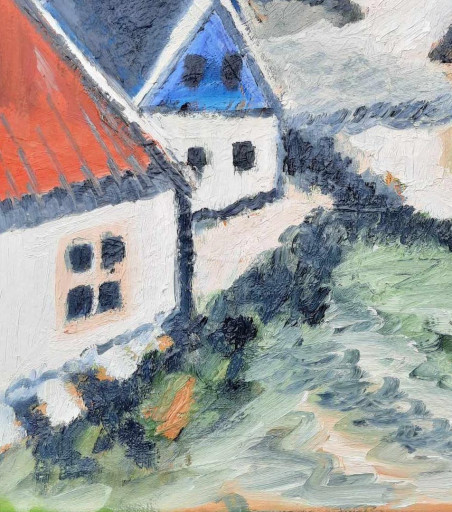 Nida cottages original painting by Gitas Markutis. Home