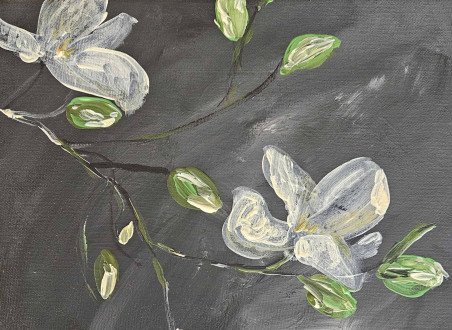 Flowers on a black background original painting by Kristina Česonytė. Home