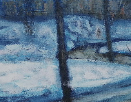 Farewell to winter original painting by Vidmantas Jažauskas. Lithuanian Landscape Paintings