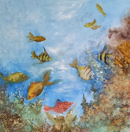 Aquarium original painting by Birutė Butkienė. Home