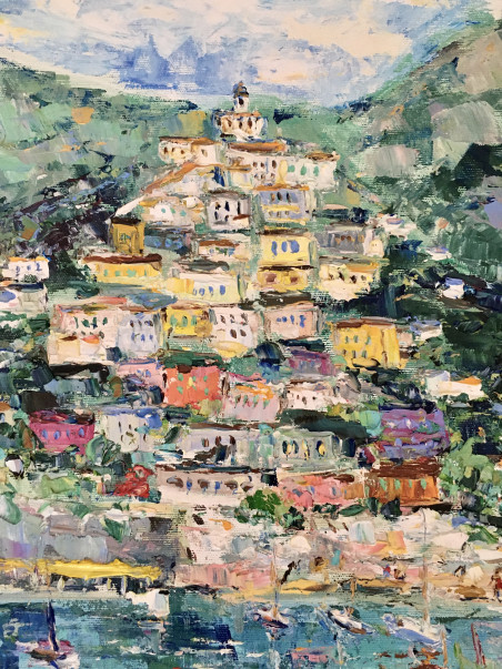 Amalfi coast original painting by Vilma Gataveckienė. Lithuanian Landscape Paintings