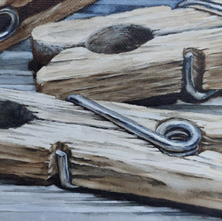 Clothes pins original painting by Tomas Bernatonis. Home