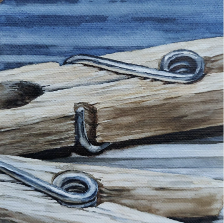 Clothes pins original painting by Tomas Bernatonis. Home