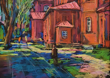 Panevėžys St. Church of Apostles Peter and Paul original painting by Dmytro Hunts. Home