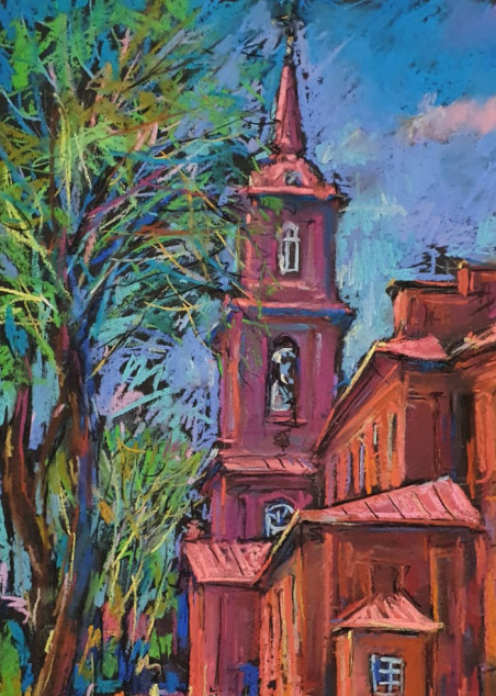 Panevėžys St. Church of Apostles Peter and Paul original painting by Dmytro Hunts. Home