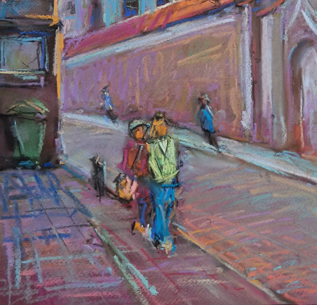 St. Ignoto street in Vilnius original painting by Dmytro Hunts. Lithuanian Landscape Paintings