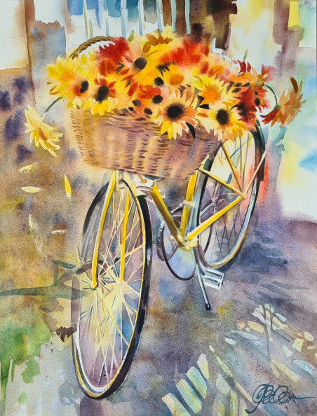 A basket full of summer. Somewhere in Europe original painting by Svetlana Ovinova. Flowers