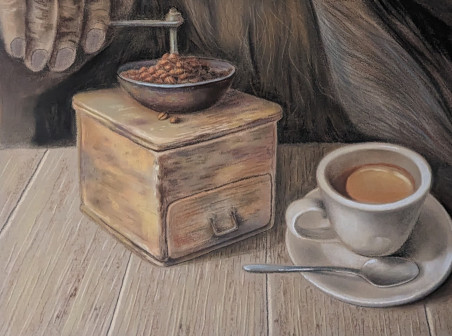 Your local barista original painting by Irena Kavaliauskienė. Animalistic Paintings