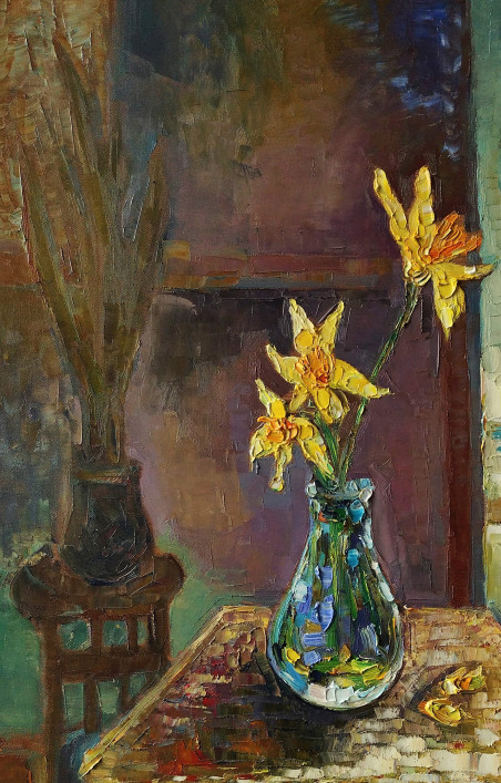 Daffodils original painting by Simonas Gutauskas. Still-Life