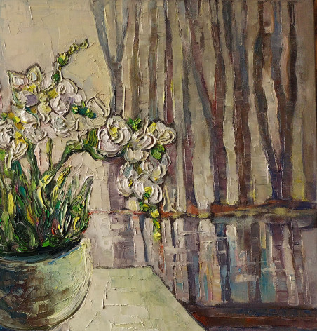 White still life original painting by Simonas Gutauskas. Home