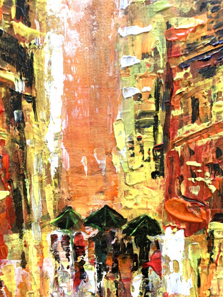 The Magic of the Night City original painting by Nijolė Grigonytė Lozovska. Urbanistic - Cityscape