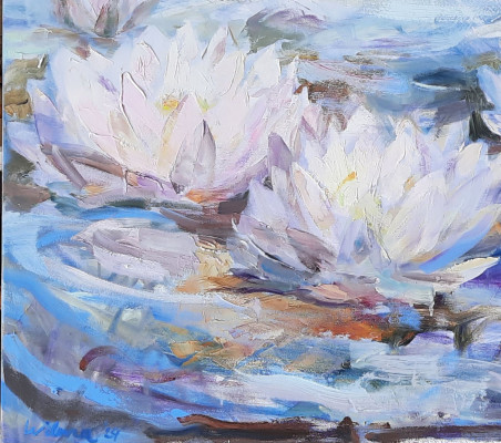 Exploding Lilies IV original painting by Vilma Vasiliauskaitė. Home