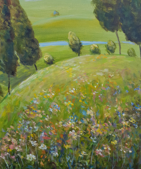 In the Meadows of Heaven original painting by Voldemaras Valius. Lithuanian Landscape Paintings