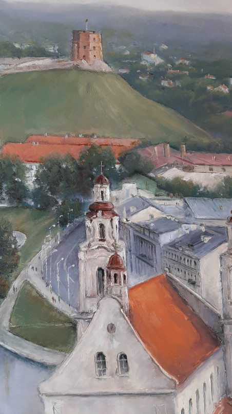 View of Gediminas Castle original painting by Aleksandras Lysiukas. Curated Collections