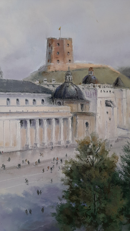 Vilnius Cathedral original painting by Aleksandras Lysiukas. Curated Collections