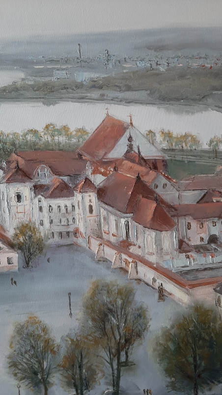 View With Kaunas Town Hall original painting by Aleksandras Lysiukas. Home