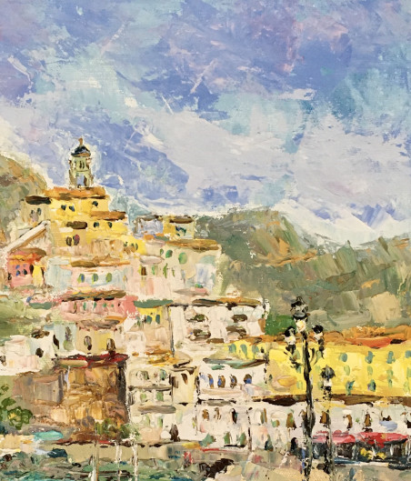 Day in Amalfi original painting by Vilma Gataveckienė. Lithuanian Landscape Paintings