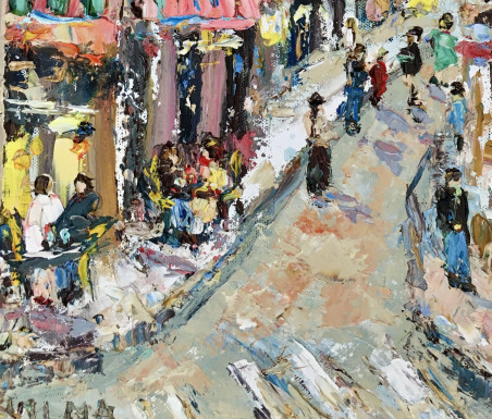 One day in Montmartre original painting by Vilma Gataveckienė. Urbanistic - Cityscape