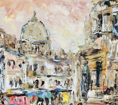 One day in Montmartre original painting by Vilma Gataveckienė. Urbanistic - Cityscape