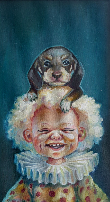 Funny Company original painting by Lina Videckienė. Home