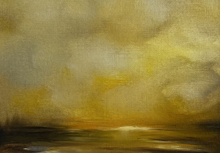 Golden hour original painting by Daiva Karaliūtė. Abstract Paintings