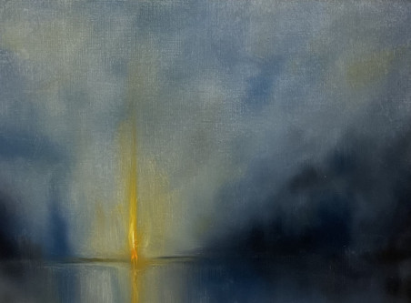 Burning lighthouse original painting by Daiva Karaliūtė. Abstract Paintings