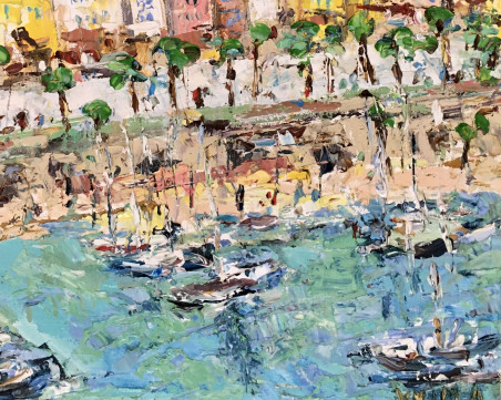 Menton. France original painting by Vilma Gataveckienė. Lithuanian Landscape Paintings