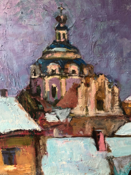 Vilnius In Winter original painting by Valentinas Varnas. Home