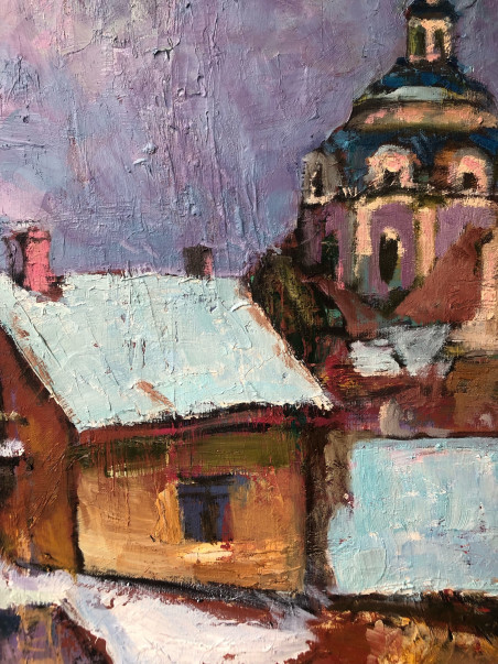 Vilnius In Winter original painting by Valentinas Varnas. Home