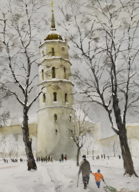 Winter Is Already Here In Vilnius original painting by Anatolijus Ščiogolevas. Home