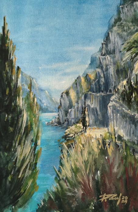 Lago di Garda. Paesaggio I original painting by Dmitrij Zuj. Home