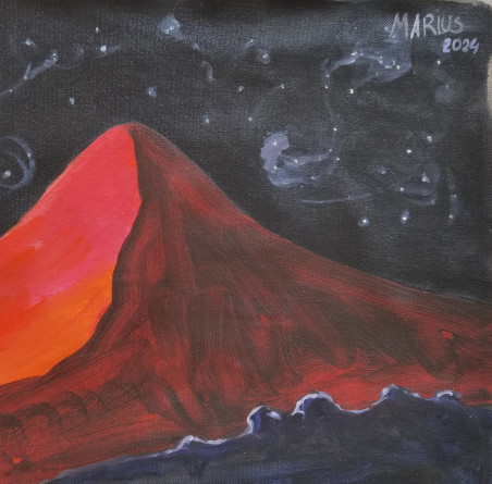 Night at the Mountain original painting by Marius Abramavičius Neboisia. Home