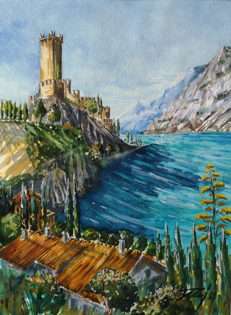 Lago di Garda Paesaggio V original painting by Dmitrij Zuj. Home