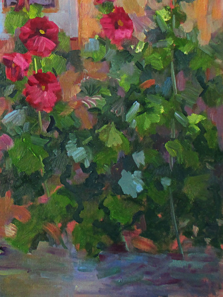 Hollyhocks original painting by Liudvikas Daugirdas. Home