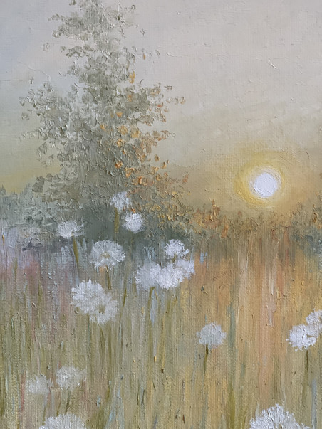 Early morning magic original painting by Danutė Virbickienė. Lithuanian Landscape Paintings