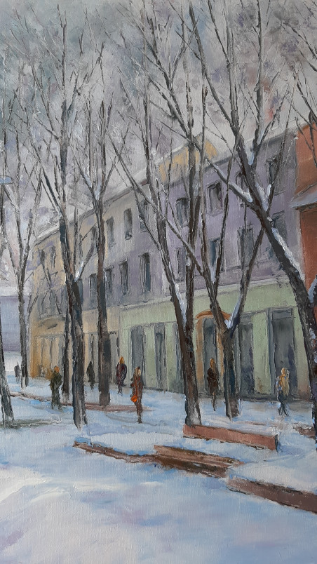 Liberty Boulevard During the Winter original painting by Aleksandras Lysiukas. Home