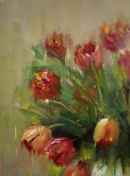 Tulips original painting by Alexander Jerochin. Still-Life