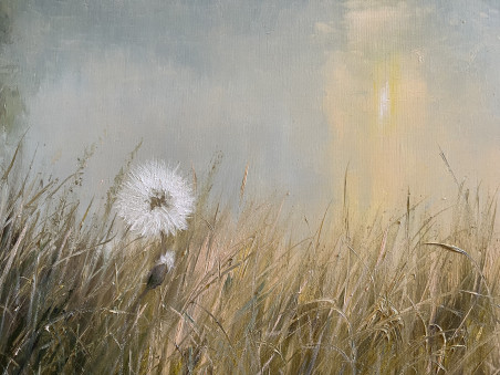 Morning Silver original painting by Danutė Virbickienė. Lithuanian Landscape Paintings